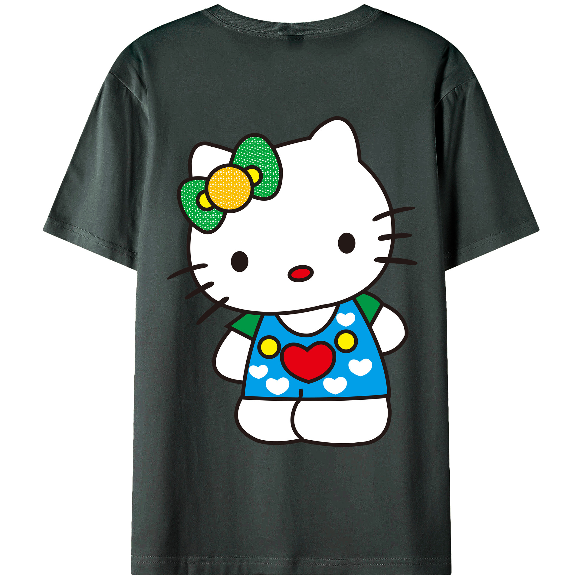 （画像用） Hello Kitty ハローキティ 綿100％ メンズ半袖Tシャツ（バックプリント） 通気性